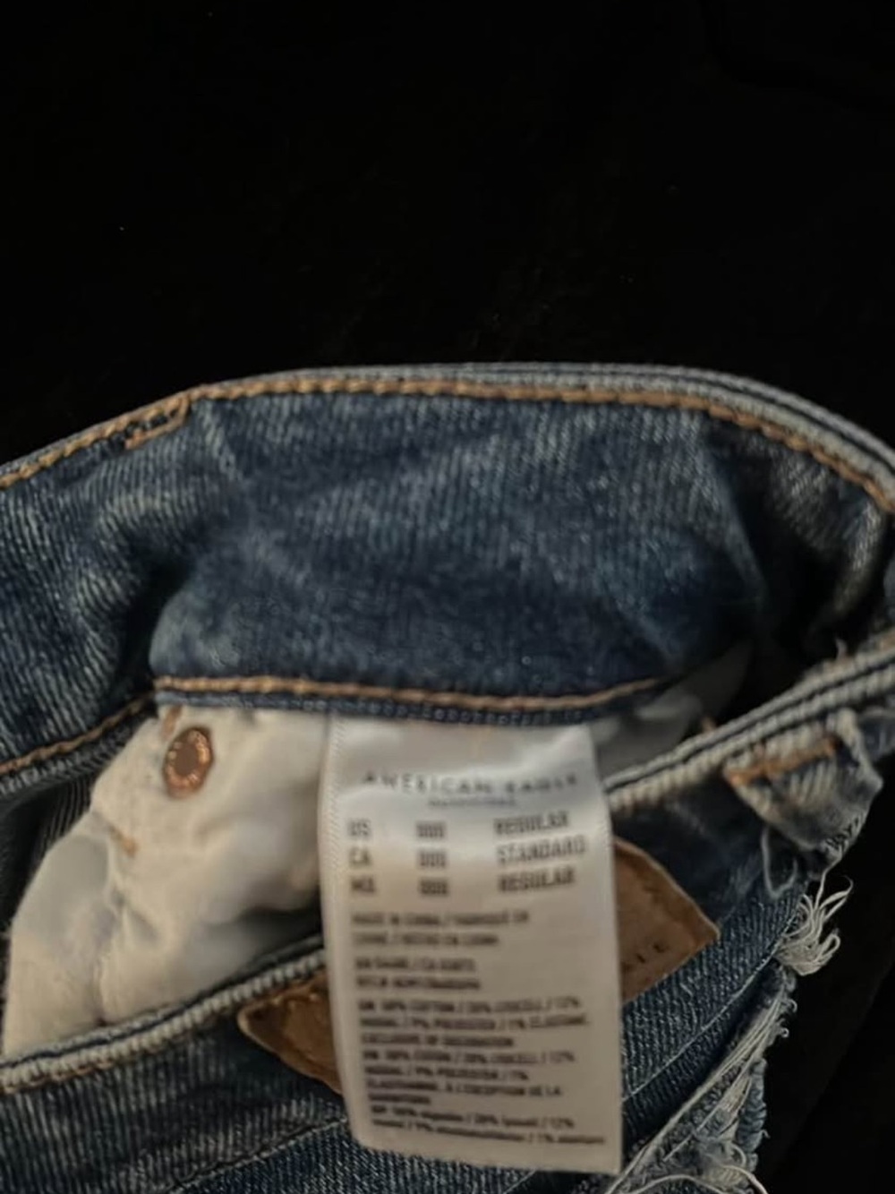 American Eagle Outfitters Denim Jeans - Blue with Brown Stitching - Picture 3 of 3
